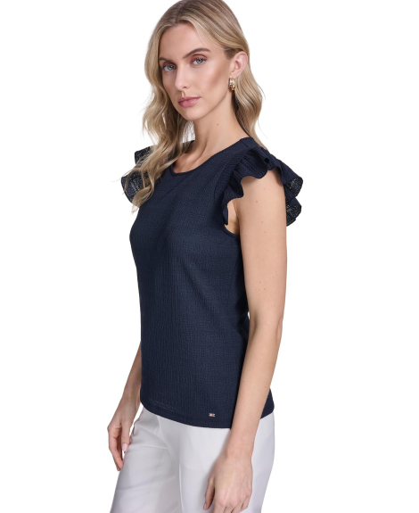 Женская футболка Tommy Hilfiger с рукавами-оборками 1163460737 (Синий XL)
