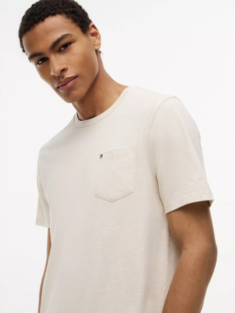 Мужская футболка Tommy Hilfiger с карманом 1163465858 (Молочный M)