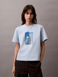 Женская футболка Calvin Klein с принтом 1159838367 (Голубой S)