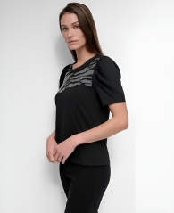 Женская футболка DKNY со стразами 1159838413 (Черный L)