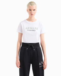 Женская футболка Armani Exchange с логотипом из страз 1159838958 (Белый XS)