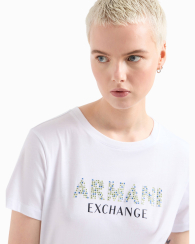 Женская футболка Armani Exchange с логотипом из страз 1159838958 (Белый XS)