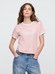 Женская укороченная футболка GAP с логотипом 1159839450 (Розовый L)