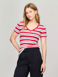 Женская футболка Tommy Hilfiger в полоску 1159839785 (Красный S)