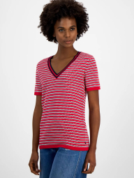 Жіноча трикотажна футболка Tommy Hilfiger в смужку 1159840570 (Червоний XS)