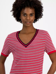 Жіноча трикотажна футболка Tommy Hilfiger в смужку 1159840570 (Червоний XS)