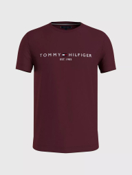 Мужская эластичная  футболка Tommy Hilfiger с логотипом и названием бренда 1159840770 (Бордовый XXL)