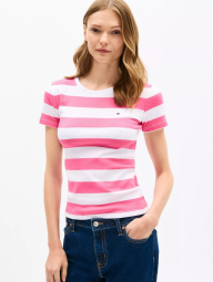 Женская футболка Tommy Hilfiger в полоску 1159840783 (Розовый S)