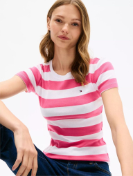 Женская футболка Tommy Hilfiger в полоску 1159840783 (Розовый S)