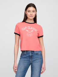 Женская укороченная футболка GAP с логотипом 1159841478 (Розовый M)