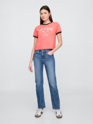 Женская укороченная футболка GAP с логотипом 1159841479 (Розовый L)