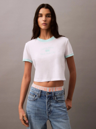 Женская укороченная футболка Calvin Klein с логотипом 1159841934 (Белый M)
