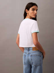 Женская укороченная футболка Calvin Klein с логотипом 1159841934 (Белый M)