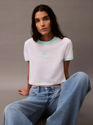 Женская укороченная футболка Calvin Klein с логотипом 1159841934 (Белый M)