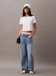 Женская укороченная футболка Calvin Klein с логотипом 1159841934 (Белый M)
