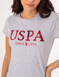 Женская футболка U.S. Polo Assn с логотипом 1159842346 (Серый S)