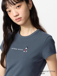 Футболка UNIQLO с вышивкой Mickey Mouse 1159842705 (Серый M)