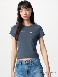 Футболка UNIQLO с вышивкой Mickey Mouse 1159842705 (Серый M)