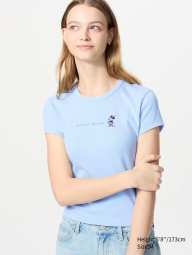 Футболка UNIQLO с вышивкой Mickey Mouse 1159842709 (Голубой M)