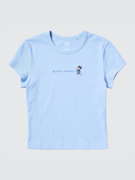 Футболка UNIQLO с вышивкой Mickey Mouse 1159842709 (Голубой M)