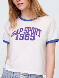 Женская укороченная футболка GAP с принтом 1159843619 (Белый S)