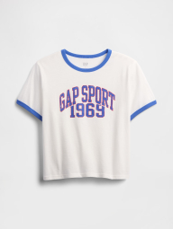 Женская укороченная футболка GAP с принтом 1159843619 (Белый S)