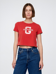 Женская укороченная футболка GAP с логотипом 1159844935 (Красный XS)