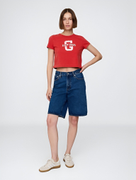 Жіноча укорочена футболка GAP з логотипом 1159844699 (Червоний M)