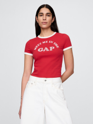 Жіноча укорочена футболка GAP з логотипом 1159844702 (Червоний XS)