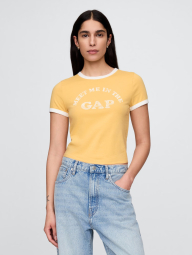 Женская укороченная футболка GAP с логотипом 1159844937 (Желтый XS)