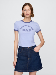 Женская укороченная футболка GAP с логотипом 1159844934 (Синий XS)