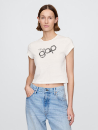 Жіноча укорочена футболка GAP з логотипом 1159844705 (Білий XS)