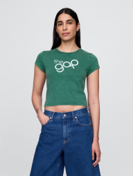 Жіноча укорочена футболка GAP з логотипом 1159844707 (Зелений XS)