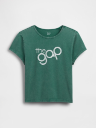 Жіноча укорочена футболка GAP з логотипом 1159844732 (Зелений S)