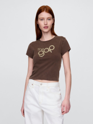 Женская укороченная футболка GAP с логотипом 1159845039 (Коричневый XS)