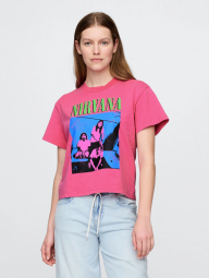 Жіноча літня футболка Nirvana GAP укорочена 1159844830 (Рожевий S)
