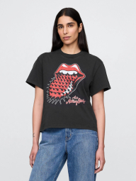 Жіноча літня футболка The Rolling Stones GAP укорочена 1159844834 (Чорний S)