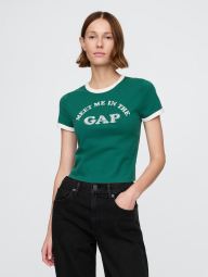 Женская укороченная футболка GAP с логотипом 1159844933 (Зеленый XS)