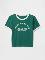 Женская укороченная футболка GAP с логотипом 1159845203 (Зеленый XXL)