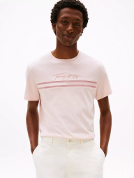 Мужская футболка Tommy Hilfiger с вышитым логотипом 1159845278 (Розовый XL)