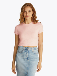 Укороченная женская футболка Tommy Hilfiger с логотипом 1159845300 (Розовый S)