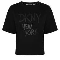 Женская укороченная футболка DKNY с принтом и стразами 1159845468 (Черный XL)