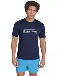 Мужской рашгард Calvin Klein футболка для купания с защитой от солнца UPF 40 1159845732 (Синий XXL)