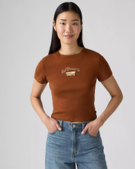 Укороченная женская футболка Levi's с нашивкой 1159845834 (Коричневый XS)