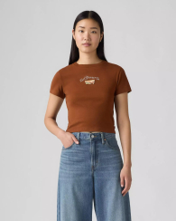 Укороченная женская футболка Levi's с нашивкой 1159845834 (Коричневый XS)
