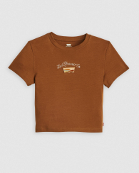 Укороченная женская футболка Levi's с нашивкой 1159845834 (Коричневый XS)