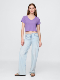 Женская укороченная футболка GAP 1159845858 (Сиреневый L)