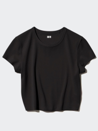 Укорочена футболка з технологією AIRism 1159847228 (Чорний XS)