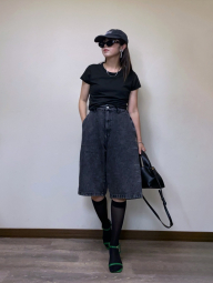 Укорочена футболка з технологією AIRism 1159847228 (Чорний XS)