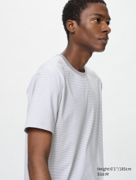 Футболка UNIQLO AIRism в смужку 1159847557 (Сірий XXL)